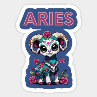 Adorable Sugar Skull Aries Sticker